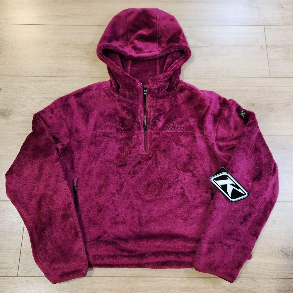 Klim Cascade 1/4 Zip Crop Hoodie Womens Medium Pink Furry Fleece Pullover Top